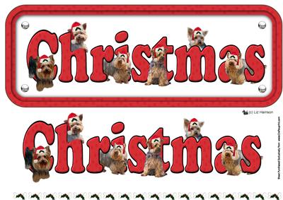 Yorkshire Terrier & Hats Christmas Name Sign 3D Decoupage