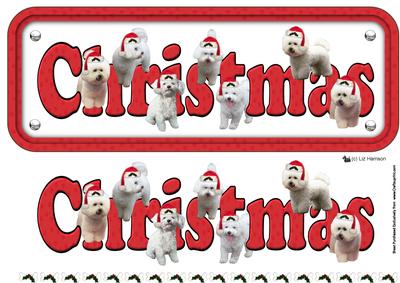 Bichon Frise & Hats Christmas Name Sign 3D Decoupage