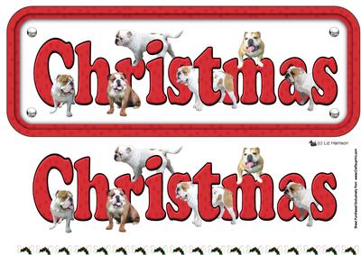 Bulldog Christmas Name Sign 3D Decoupage