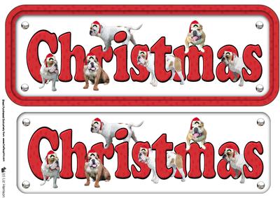 Bulldog & Hats Christmas Name Sign