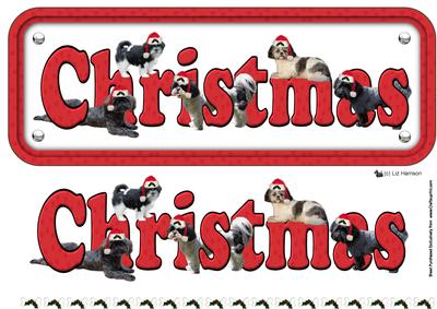 Shih Tzu & Hats Christmas Name Sign 3D Decoupage