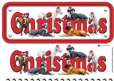 Great Dane & Hats Christmas Name Sign 3D Decoupage
