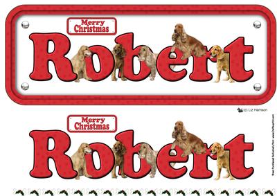Robert & Cocker Spaniels Christmas Name Sign 3D Decoupage