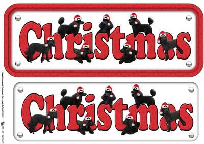 Black Poodle & Hats Christmas Name Sign