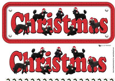 Black Poodle & Hats Christmas Name Sign 3D Decoupage