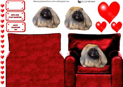 Pekingese Valentine Chair 3D Decoupage