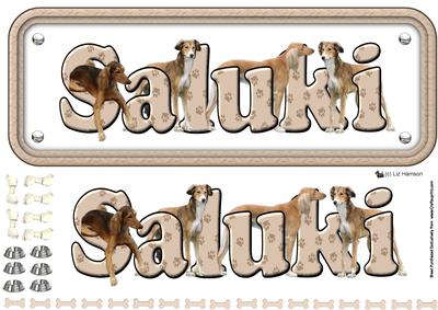 Saluki Name Sign 3D Decoupage