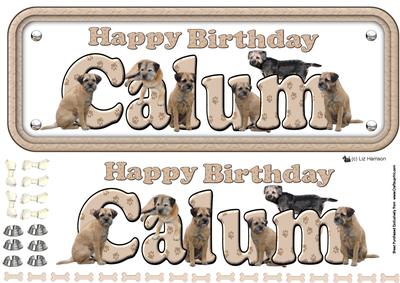 Calum & Border Terrier Name Sign 3D Decoupage