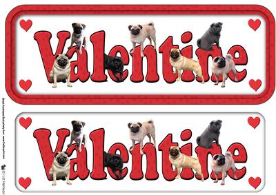 Pug Dog Valentine Name Sign
