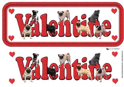Pug Dog Valentine Name Sign 3D Decoupage