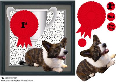 Welsh Corgi Trophy & Rosette 8x8 Card