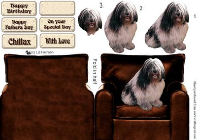 Polish Lowland Sheepdog Armchair 3D Decoupage