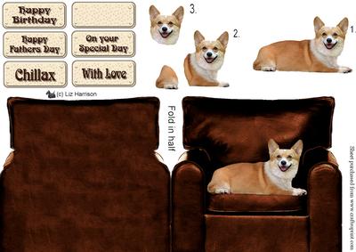 Welsh Corgi Armchair 3D Decouage