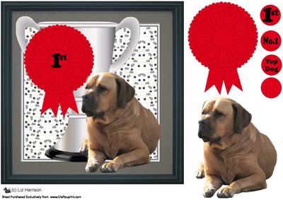 Bullmastiff Trophy & Rosette 8x8 Card