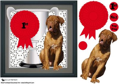 Dogue De Bordeaux Trophy & Rosette 8x8 Card