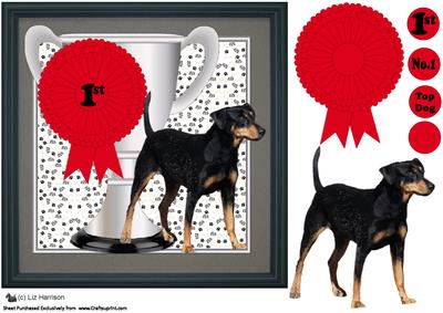 German Pincher Trophy & Rosette 8x8 Card
