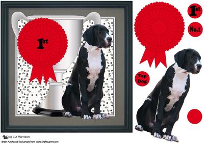 Great Dane Trophy & Rosette 8x8 Card