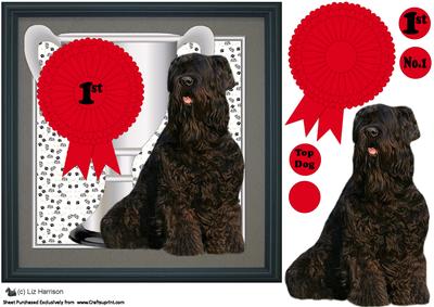 Russian Black Terrier Trophy & Rosette 8x8 Card