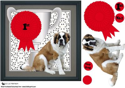 St.bernard Trophy & Rosette 8x8 Card