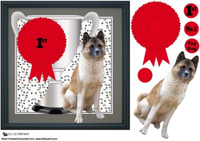 Akita Trophy & Rosette 8x8 Card