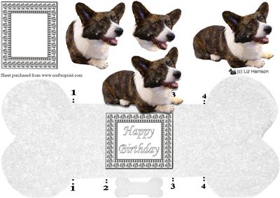 Welsh Cardigan Corgi Bone Shaped Card
