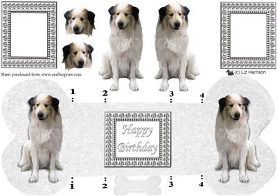 Pyrenean Mountain Dog Bone Shaped Card