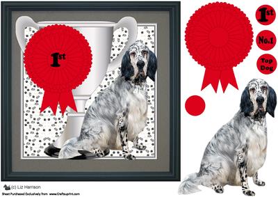 English Setter Trophy & Rosette 8x8 Card