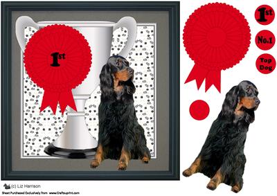 Gordon Setter Trophy & Rosette 8x8 Card