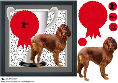 Irish Red Setter Trophy & Rosette 8x8 Card