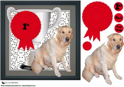 Golden Retriever Trophy & Rosette 8x8 Card