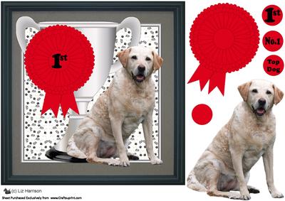 Golden Labrador Trophy & Rosette 8x8 Card
