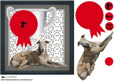 Greyhound Trophy & Rosette 8x8 Card