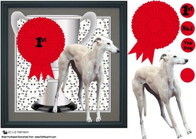 Greyhound Trophy & Rosette 8x8 Card