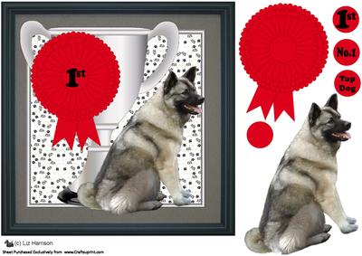 Norwegian Elkhound Trophy & Rosette 8x8 Card