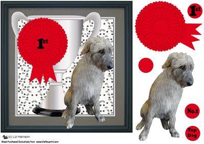 Irish Wolfhound Trophy & Rosette 8x8 Card