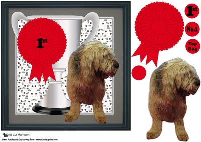 Otterhound Trophy & Rosette 8x8 Card