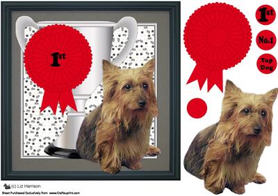 Australian Terrier Trophy & Rosette 8x8 Card