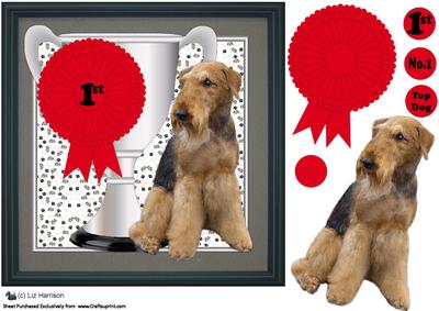 Airedale Terrier Trophy & Rosette 8x8 Card