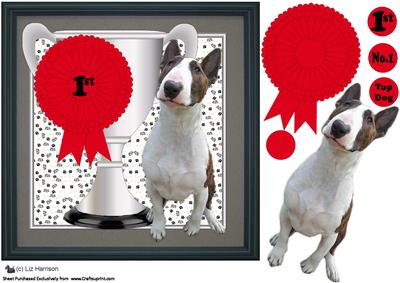 Bull Terrier Trophy & Rosette 8x8 Card