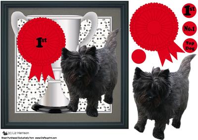 Cairn Terrier Trophy & Rosette 8x8 Card