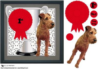 Irish Terrier Trophy & Rosette 8x8 Card