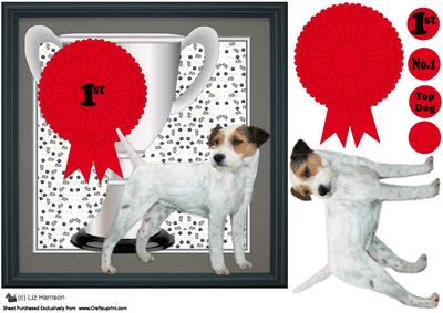 Parson Russell Terrier Trophy & Rosette 8x8 Card