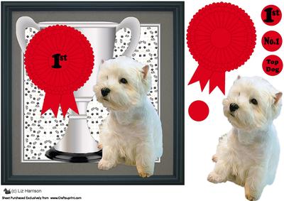 West Highland White Terrier Trophy & Rosette 8x8 Card