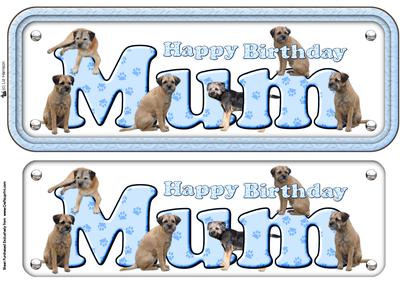 Mum Birthday & Border Terriers Name Sign