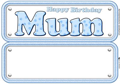 Mum Birthday Name Sign Insert Paw Print Design