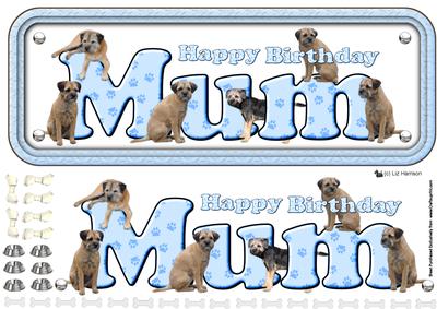 Mum Birthday & Border Terriers Name Sign 3D Decoupage