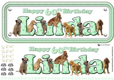 Linda 60th Birthday & Dogs Name Sign 3D Decoupage
