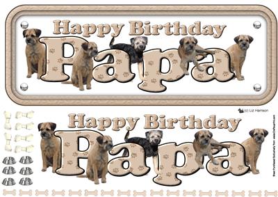 Papa & Border Terriers Name Sign 3D Decoupage
