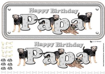 Papa & Border Terriers Name Sign 3D Decoupage