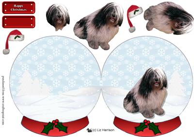 Powlish Lowland Sheepdog Christmas Snow Globe